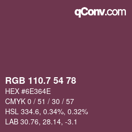 カラーコード: RGB 110.7 54 78 | qconv.com