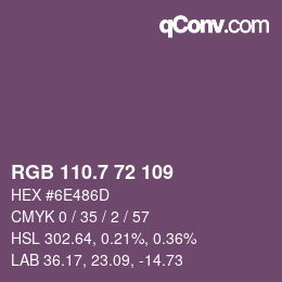 カラーコード: RGB 110.7 72 109 | qconv.com