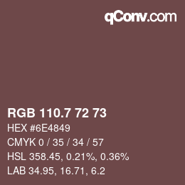 カラーコード: RGB 110.7 72 73 | qconv.com