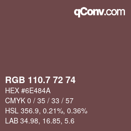 カラーコード: RGB 110.7 72 74 | qconv.com