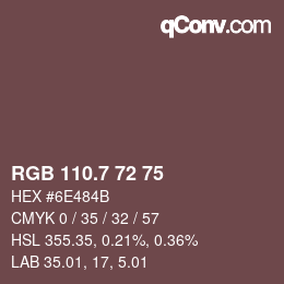 カラーコード: RGB 110.7 72 75 | qconv.com