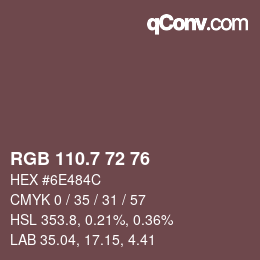 カラーコード: RGB 110.7 72 76 | qconv.com
