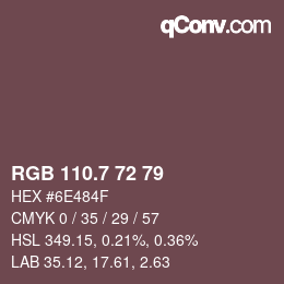 カラーコード: RGB 110.7 72 79 | qconv.com