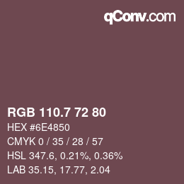 カラーコード: RGB 110.7 72 80 | qconv.com