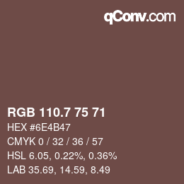 カラーコード: RGB 110.7 75 71 | qconv.com