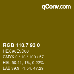 カラーコード: RGB 110.7 93 0 | qconv.com
