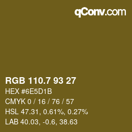 カラーコード: RGB 110.7 93 27 | qconv.com
