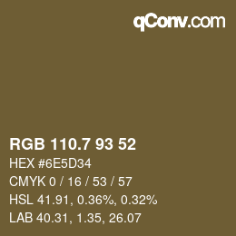 カラーコード: RGB 110.7 93 52 | qconv.com