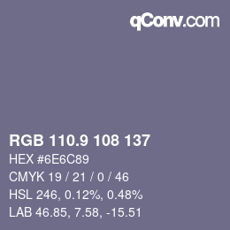 Color code: RGB 110.9 108 137 | qconv.com