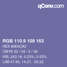 カラーコード: RGB 110.9 108 163 | qconv.com