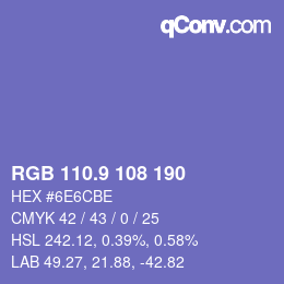 カラーコード: RGB 110.9 108 190 | qconv.com
