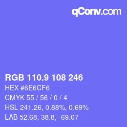 カラーコード: RGB 110.9 108 246 | qconv.com