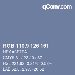 カラーコード: RGB 110.9 126 161 | qconv.com