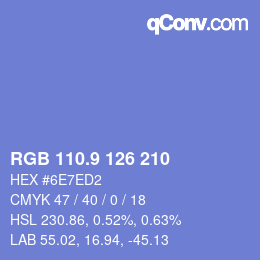 カラーコード: RGB 110.9 126 210 | qconv.com