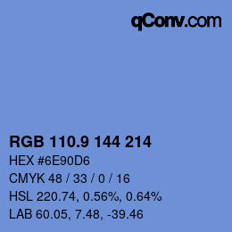 カラーコード: RGB 110.9 144 214 | qconv.com