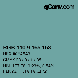 カラーコード: RGB 110.9 165 163 | qconv.com