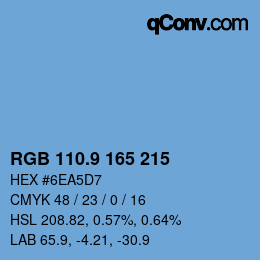 カラーコード: RGB 110.9 165 215 | qconv.com