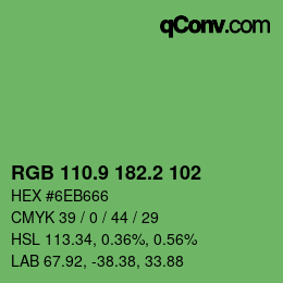 カラーコード: RGB 110.9 182.2 102 | qconv.com