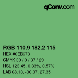 カラーコード: RGB 110.9 182.2 115 | qconv.com