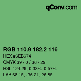 カラーコード: RGB 110.9 182.2 116 | qconv.com