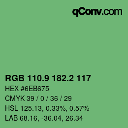 カラーコード: RGB 110.9 182.2 117 | qconv.com