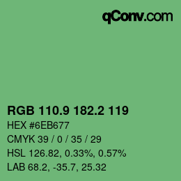 カラーコード: RGB 110.9 182.2 119 | qconv.com