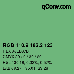 カラーコード: RGB 110.9 182.2 123 | qconv.com