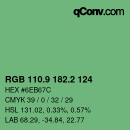 カラーコード: RGB 110.9 182.2 124 | qconv.com