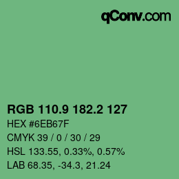 カラーコード: RGB 110.9 182.2 127 | qconv.com