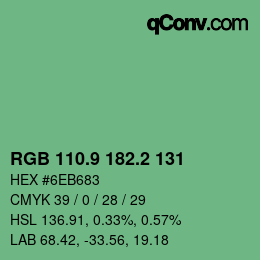 カラーコード: RGB 110.9 182.2 131 | qconv.com