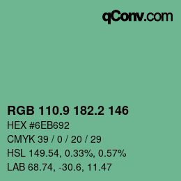 カラーコード: RGB 110.9 182.2 146 | qconv.com