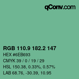 カラーコード: RGB 110.9 182.2 147 | qconv.com