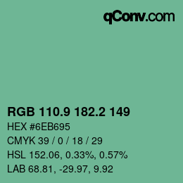 Color code: RGB 110.9 182.2 149 | qconv.com