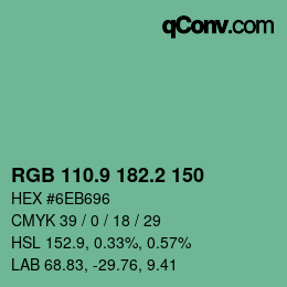 カラーコード: RGB 110.9 182.2 150 | qconv.com