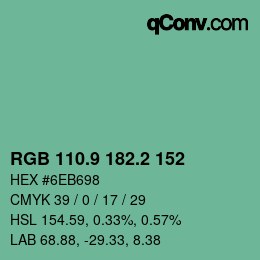 カラーコード: RGB 110.9 182.2 152 | qconv.com