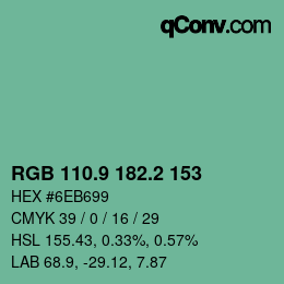 カラーコード: RGB 110.9 182.2 153 | qconv.com