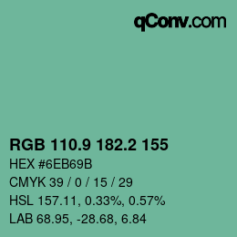 カラーコード: RGB 110.9 182.2 155 | qconv.com