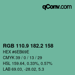カラーコード: RGB 110.9 182.2 158 | qconv.com