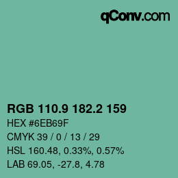 Color code: RGB 110.9 182.2 159 | qconv.com