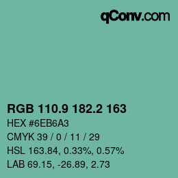 カラーコード: RGB 110.9 182.2 163 | qconv.com