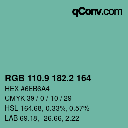 Color code: RGB 110.9 182.2 164 | qconv.com