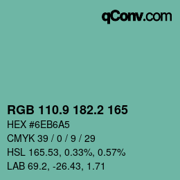 カラーコード: RGB 110.9 182.2 165 | qconv.com