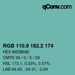 Farbcode: RGB 110.9 182.2 174 | qconv.com