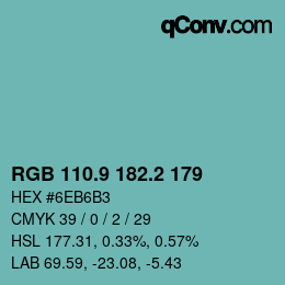 Color code: RGB 110.9 182.2 179 | qconv.com