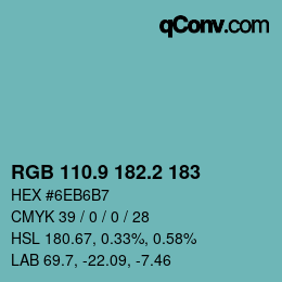 Color code: RGB 110.9 182.2 183 | qconv.com