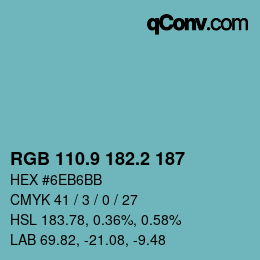 Color code: RGB 110.9 182.2 187 | qconv.com