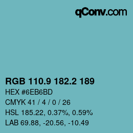 Color code: RGB 110.9 182.2 189 | qconv.com