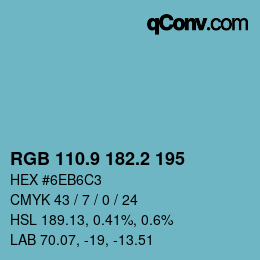 カラーコード: RGB 110.9 182.2 195 | qconv.com