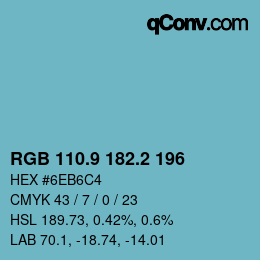 カラーコード: RGB 110.9 182.2 196 | qconv.com