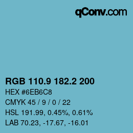 カラーコード: RGB 110.9 182.2 200 | qconv.com